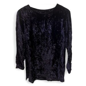 Vintage Cachaca midnight blue velvet tunic lagenlook top size small